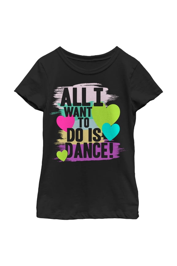 Girl's CHIN UP All I Want to Do is Dance Graphic Tee Black Medium