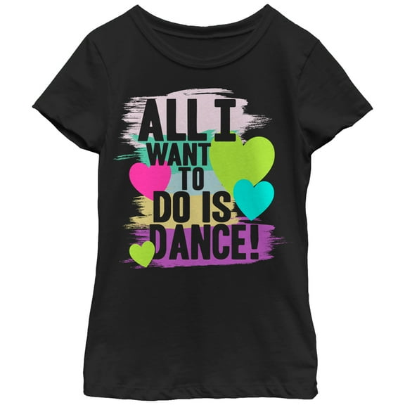 Girl's CHIN UP All I Want to Do is Dance  Graphic Tee Black Small
