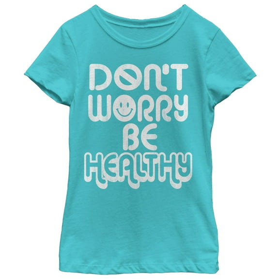 Girl's CHIN UP Be Healthy  Graphic Tee Tahiti Blue Large