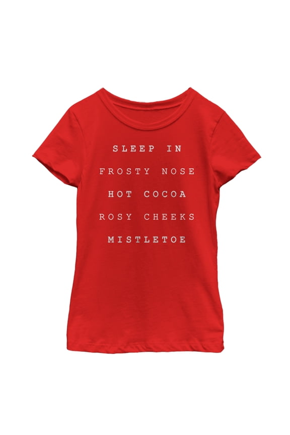 Girl's CHIN UP Christmas Cozy Checklist  Graphic Tee Red X Small