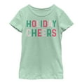 thumbnail image 1 of Girl's CHIN UP Christmas Holiday Cheers Graphic Tee Mint Small, 1 of 3