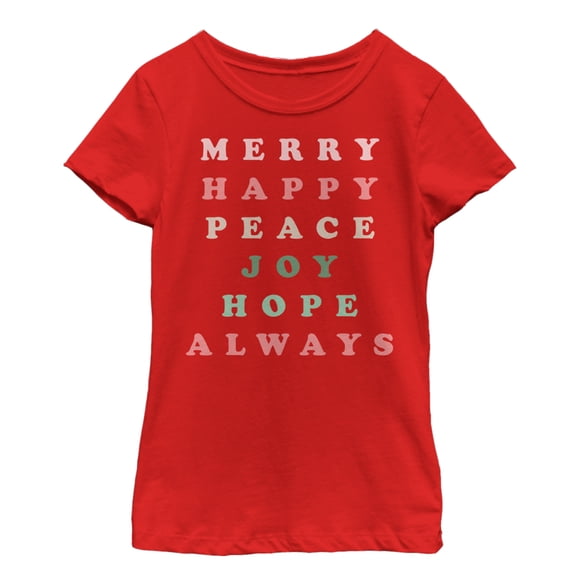 Girl's CHIN UP Christmas Joy Always Graphic Tee Red X Large