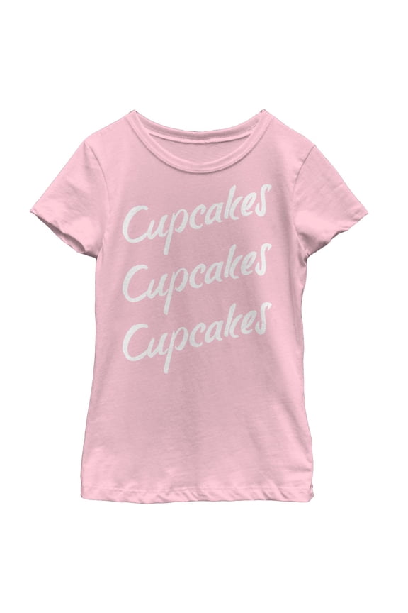 Girl's CHIN UP Cupcakes Cupcakes Cupcakes Graphic Tee Light Pink X Large