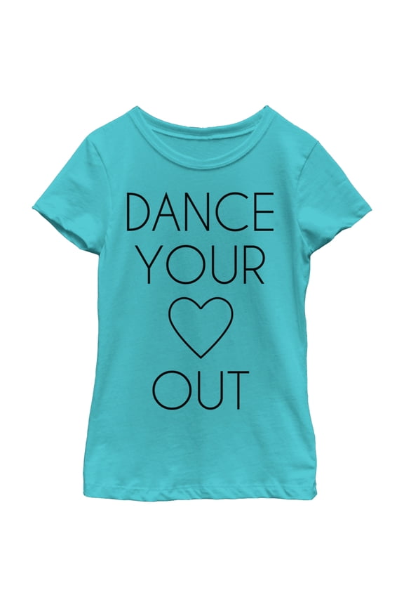 Girl's CHIN UP Dance Your Heart Out Graphic Tee Tahiti Blue Large