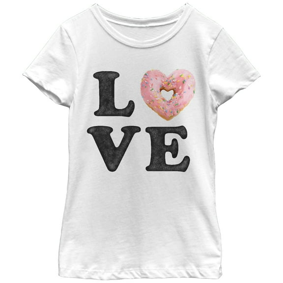 Girl's CHIN UP Donut Love Graphic Tee White Medium