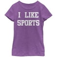 thumbnail image 1 of Girl's CHIN UP I Like Sports  Graphic Tee Purple Berry Small, 1 of 3