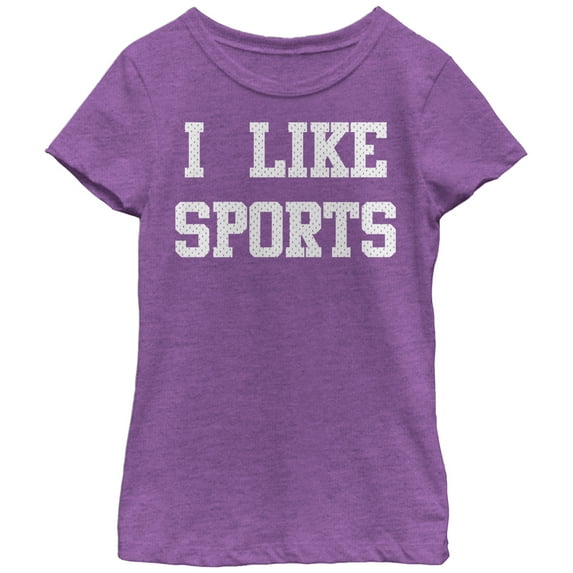 Girl's CHIN UP I Like Sports Graphic Tee Purple Berry X Large