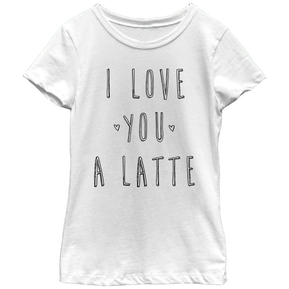 Girl's CHIN UP I Love You a Latte Graphic Tee White Medium