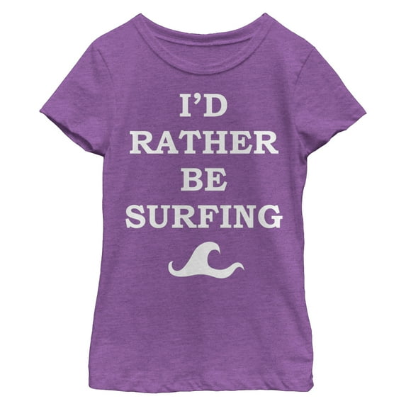 Girl's CHIN UP I'd Rather be Surfing Graphic Tee Purple Berry X Large