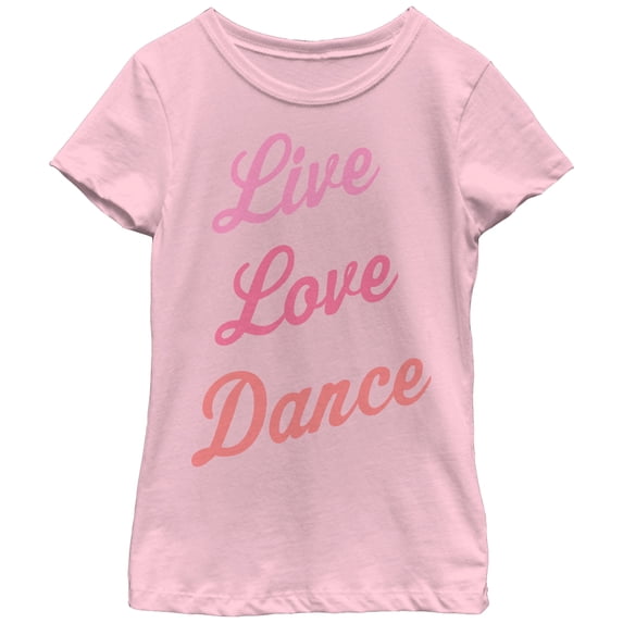 Girl's CHIN UP Live Love Dance Graphic Tee Light Pink Large