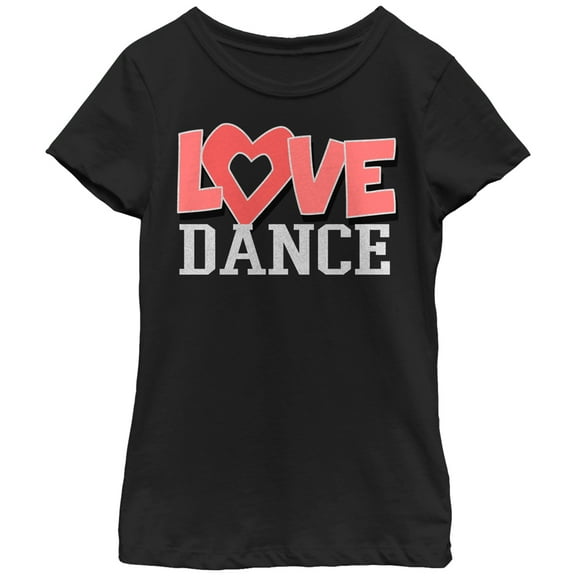 Girl's CHIN UP Love Dance Graphic Tee Black Small