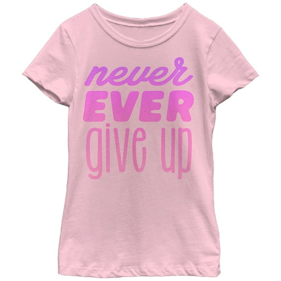 Girl's CHIN UP Never Give Up Graphic Tee Light Pink Small