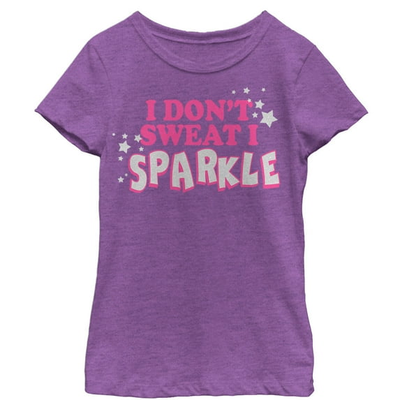Girl's CHIN UP Sparkle Stars Graphic Tee Purple Berry Medium