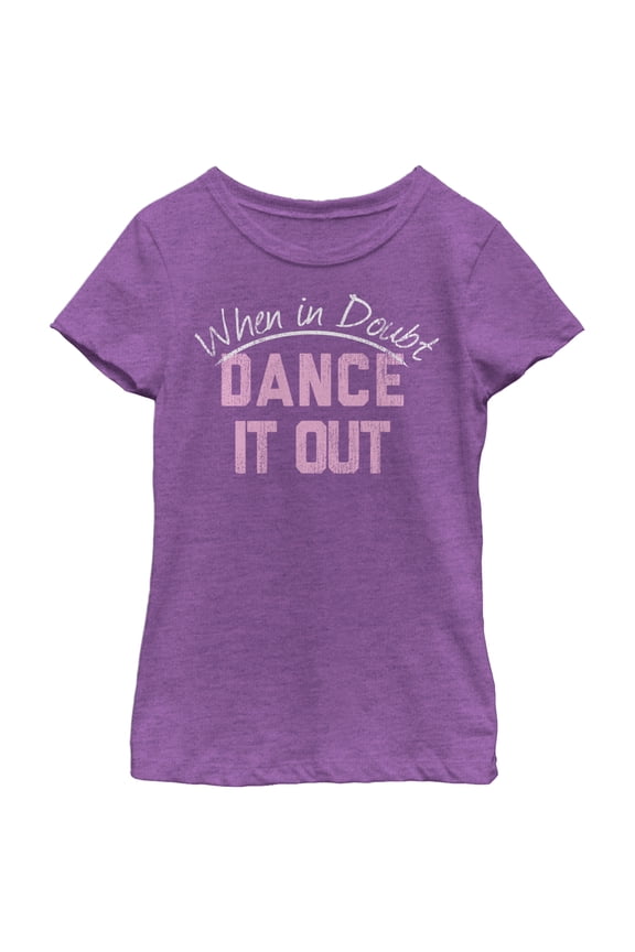 Girl's CHIN UP When in Doubt Dance it Out  Graphic Tee Purple Berry Medium