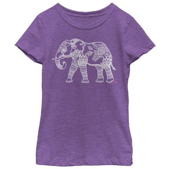 Girl's CHIN UP Zen Elephant Graphic Tee Purple Berry Medium