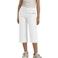 thumbnail image 1 of Girl's Capri Dress Pants Straight Leg Fall High Waist Capris with Pockets Formal Suit Classic Cargo Pants 8 Years, White, 1 of 7