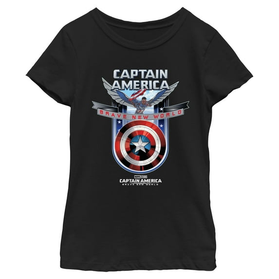 Girl's Captain America: Brave New World Shield Logo Graphic T-Shirt