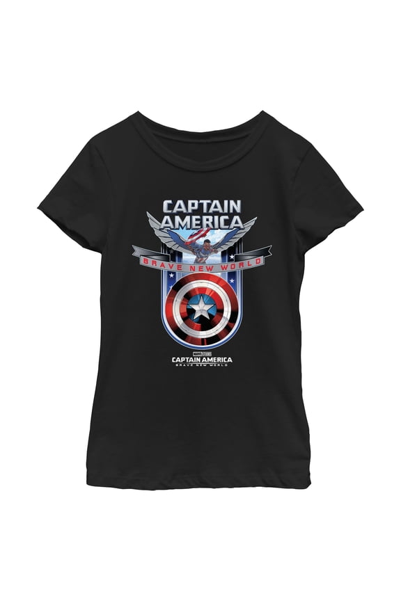 Girl's Captain America: Brave New World Shield Logo Graphic T-Shirt