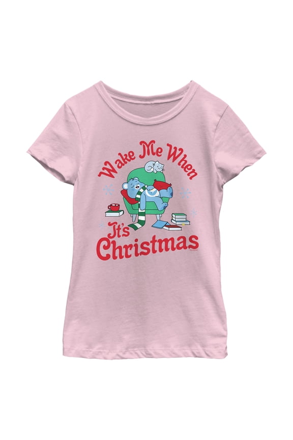 Girl's Care Bears Bedtime Bear Wake Me When It's Christmas Graphic Tee Light Pink X Small