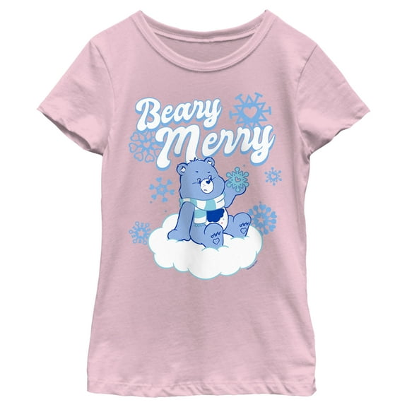 Girl's Care Bears Christmas Grumpy Bear Beary Merry  Graphic Tee Light Pink X Large