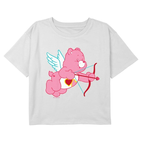 Girl's Care Bears Cupid Love-a-Lot Bear Graphic Cropped T-Shirt
