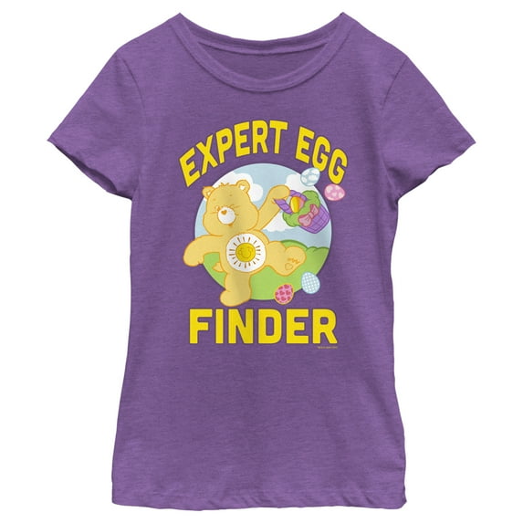 Girl's Care Bears Expert Egg Finder Graphic Tee Purple Berry Medium