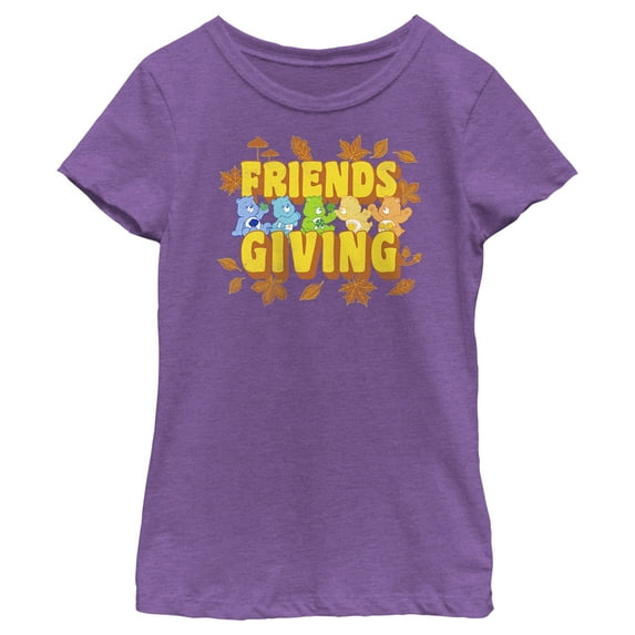 Girl's Care Bears Friends Giving Graphic Tee Purple Berry Small
