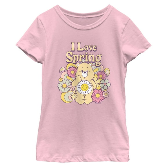 Girl's Care Bears Funshine Bear I Love Spring Graphic T-Shirt