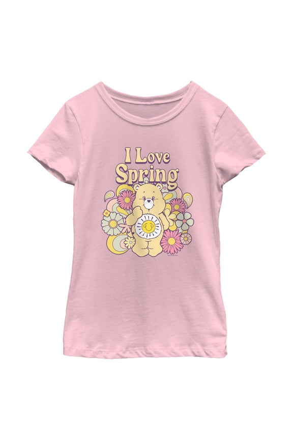 Girl's Care Bears Funshine Bear I Love Spring Graphic T-Shirt