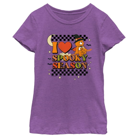 Girl's Care Bears Halloween Trick-Or-Sweet Bear I Heart Spooky Season  Graphic T-Shirt