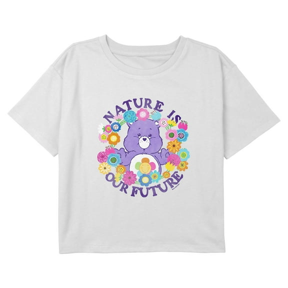 Girl's Care Bears Harmony Bear Nature Graphic Cropped T-Shirt