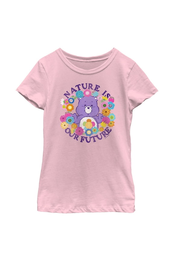 Girl's Care Bears Nature Is Our Future Harmony Bear Graphic Tee Light Pink Medium