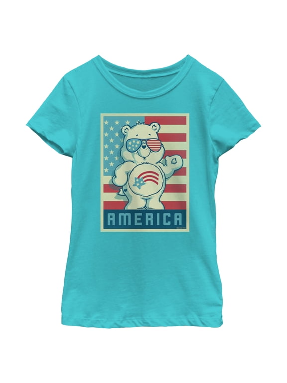 Girl's Care Bears Retro America Cares Bear Graphic T-Shirt