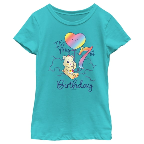 Girl's Care Bears Sweet Celebrations Bear It's My 7th Birthday Graphic T-Shirt