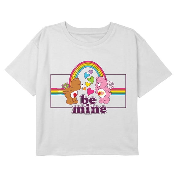 Girl's Care Bears Tenderheart and Love-a-Lot Be Mine Graphic Cropped T-Shirt