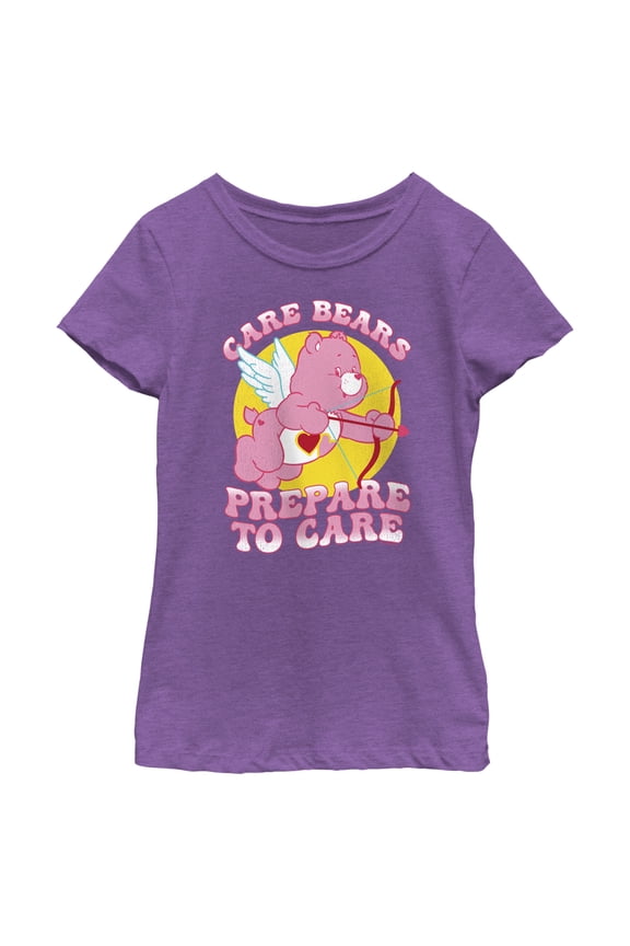 Girl's Care Bears Valentine's Day Love-a-Lot Bear Prepare to Care  Graphic Tee Purple Berry X Large
