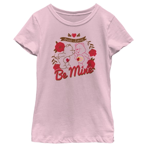Girl's Care Bears Valentine's Day Tenderheart Bear and Love-a-Lot Bear Be Mine Graphic Tee Light Pink Large