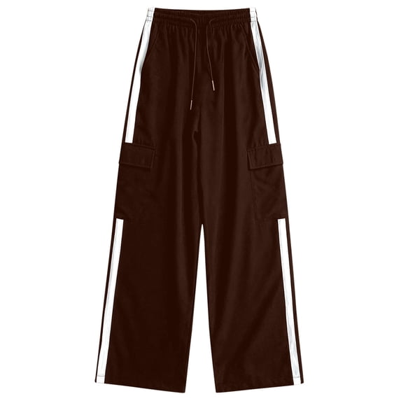 Girl's Cargo Pants Baggy Wide Leg Track Pants Athletic Streetwear Straight Leg, Dance Pants, Striped Pants with Pockets, Joggers for Girl, Y2k Outfit