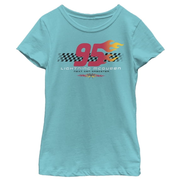 Girl's Cars 95 Next Gen Dragster Graphic Tee Tahiti Blue Large