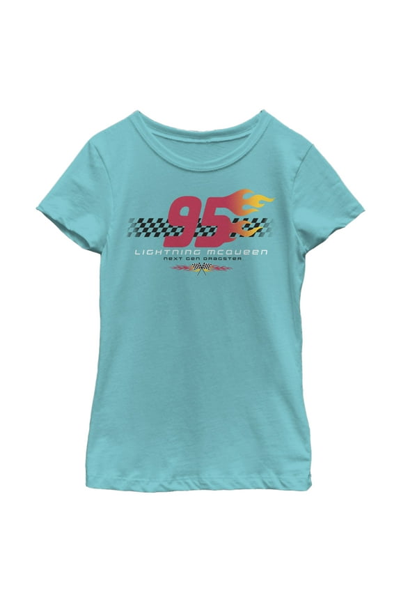 Girl's Cars 95 Next Gen Dragster Graphic Tee Tahiti Blue X Large