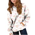 thumbnail image 1 of Girl's Casual 3/4 Sleeve T-Shirts Valentines Hoodies for Girls Boys Oversized Long Sleeve Hooded Sweatshirt Pullover Tops with Pockets Boy Fashion Comfy Sweatshirts White 10Y, 1 of 9