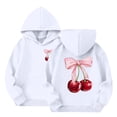 thumbnail image 1 of Girl's Cherry Graphic Hoodie Long Sleeve Hooded Sweatshirt Cute Pullovers Tops Kids Boys Bow Cherry 𝗣reppy Oversized Sweaters, 1 of 8