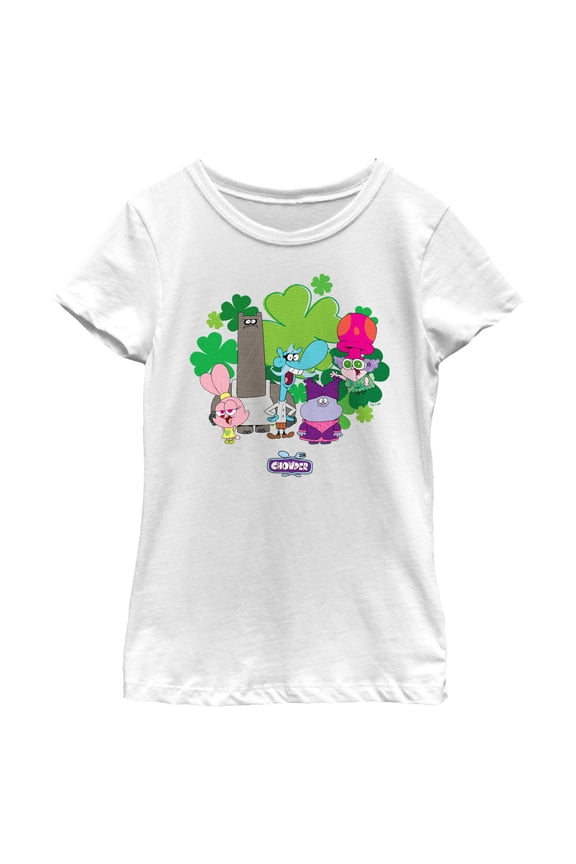 Girl's Chowder Main Characters Clovers  Graphic Tee White Medium