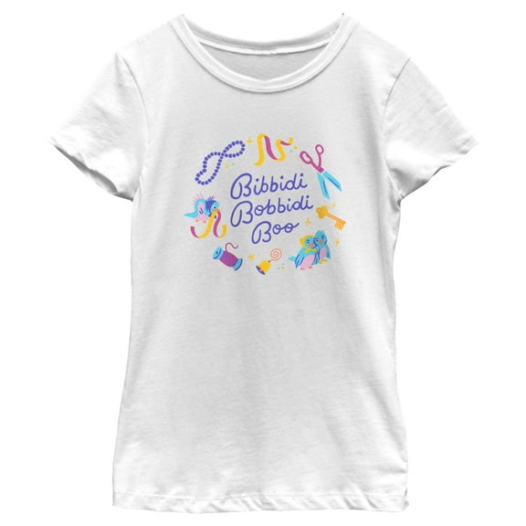 Girl's Cinderella Bibbidi Bobbidi Boo Birds Graphic Tee White Medium