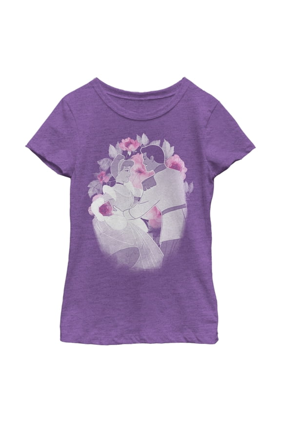 Girl's Cinderella Floral Dance Graphic Tee Purple Berry X Large