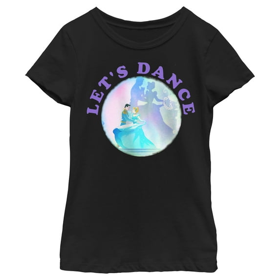 Girl's Cinderella Let's Dance Graphic Tee Black Medium