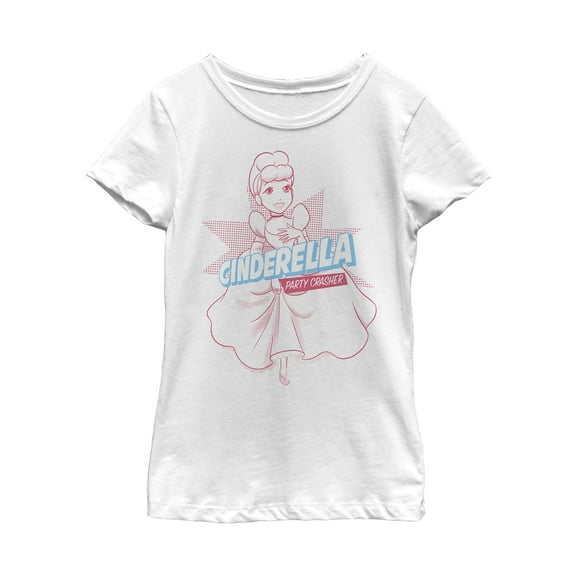 Girl's Cinderella Party Crasher Pop Art  Graphic Tee White X Large