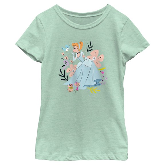 Girl's Cinderella Princess Magic Friends Graphic Tee Mint Small