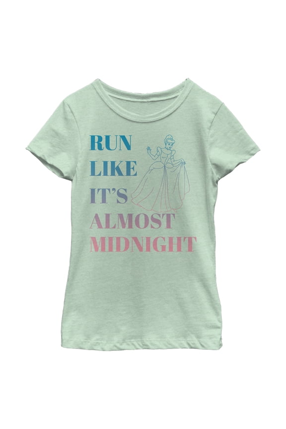 Girl's Cinderella Run Like It's Midnight Graphic Tee Mint Medium