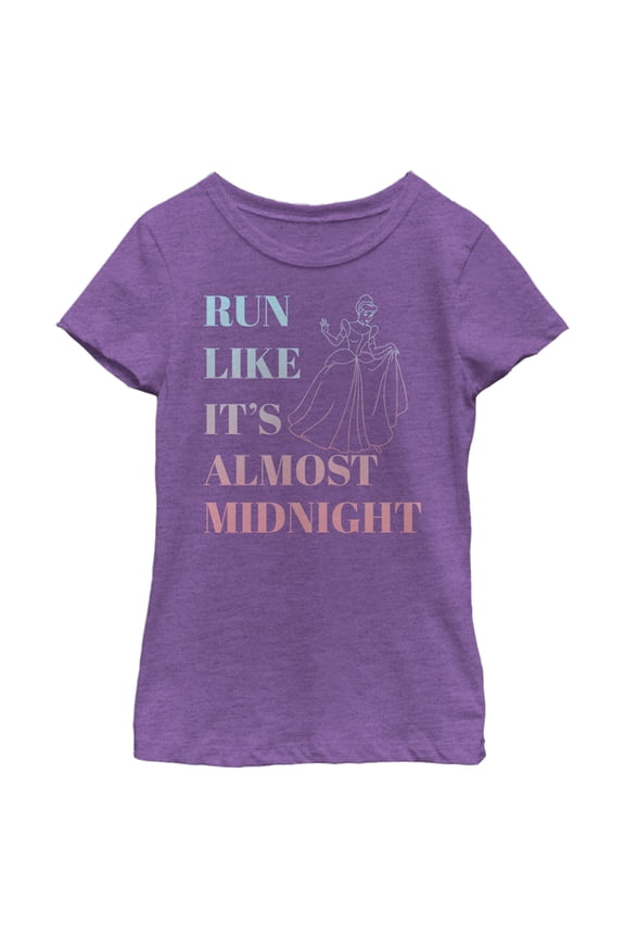 Girl's Cinderella Run Like Midnight Graphic Tee Purple Berry Medium